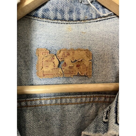 Vintage 90s Levis Destroyed Denim Jacket Two Face Art Comic Batman - Picture 10 of 12